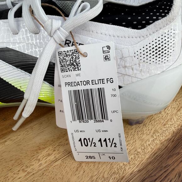 Adidas Predator Elite FG Soccer Cleats Men\'s Size 10.5 White Lucid Lemon JI1082 main image 7